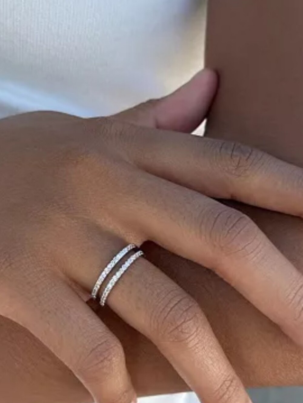 Adornia Silver CZ Double Band Ring / BNWT
